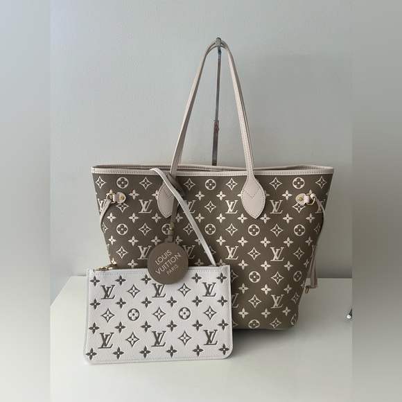 LOUIS VUITTON Empriente Monogram Spring In The City Neverfull MM Kaki/Beige/Crea - Picture 1 of 16